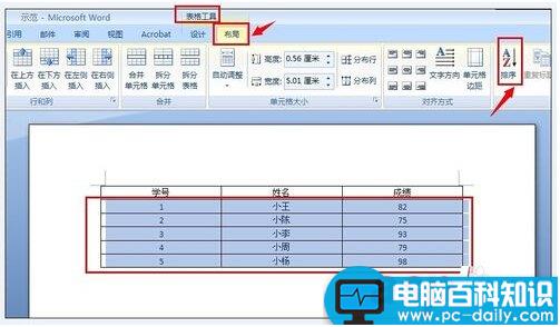 word怎样对表格进行排序？