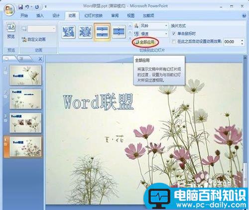 powerpoint2007设置图片的切换效果