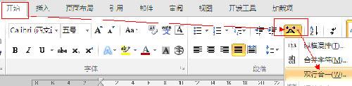 word 2010 文字双行合一的设置