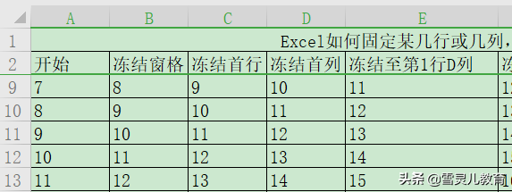 wps怎样冻结行和列（Excel如何固定某几行或几列）(8)