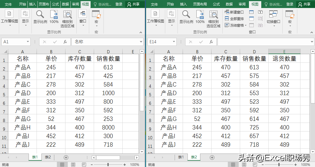 excel数据对比怎么操作（Excel两表数据快速对比）(1)