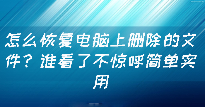 电脑文件误删除如何恢复（怎样恢复电脑不小心删除的文件）(1)