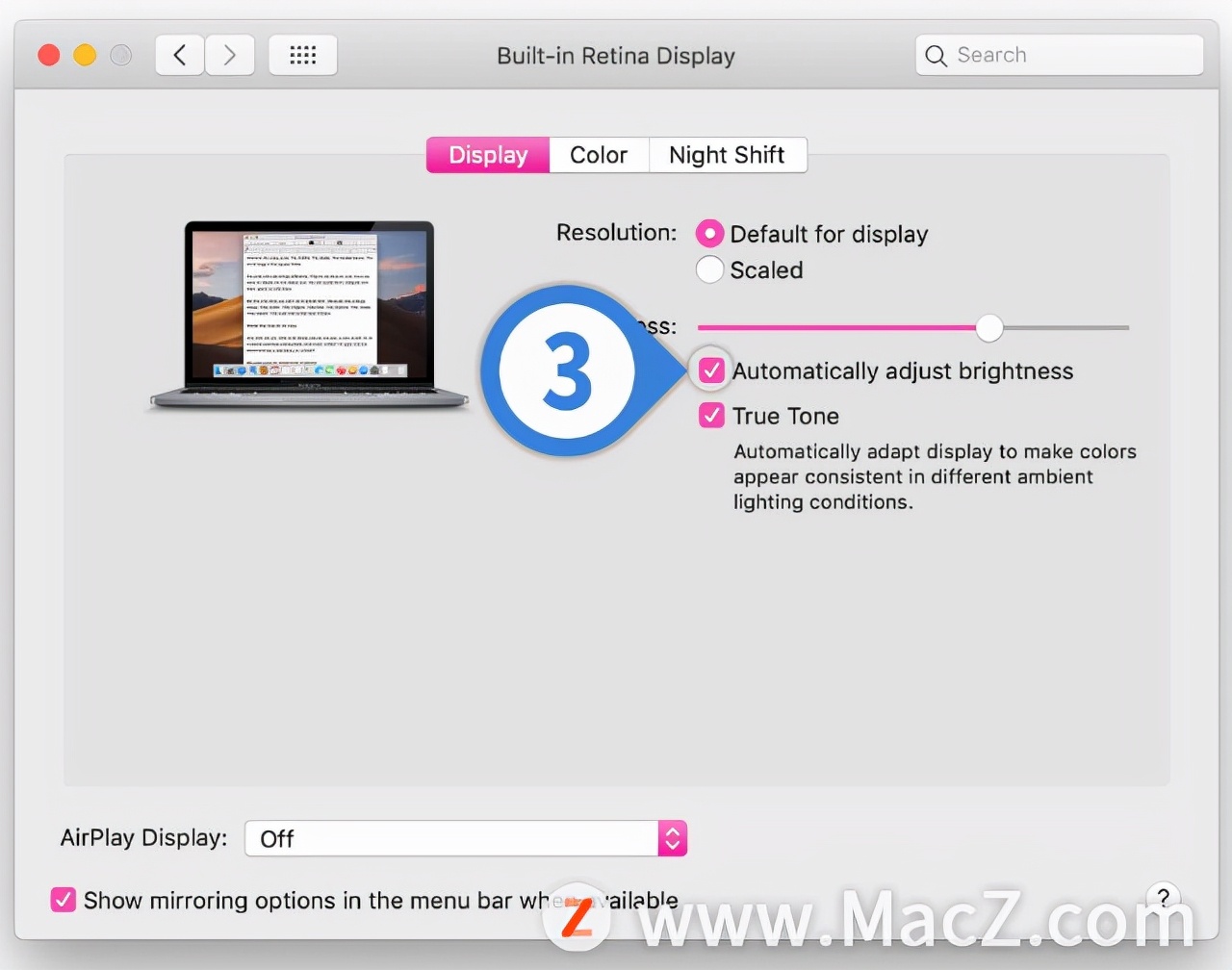 苹果怎么关闭自动调节亮度（如何在Mac上禁用自动亮度功能）(4)