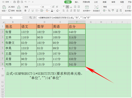 wps表格怎么自动求和公式（wps表格怎么带单位求和方法）(5)