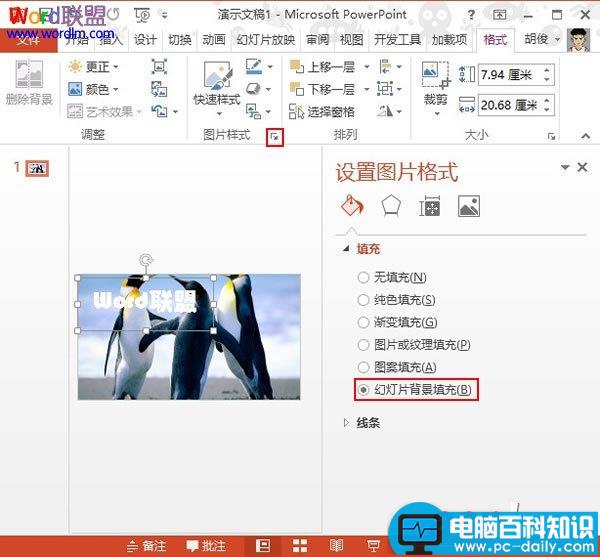 PowerPoint2013中设置文本背景填充效果