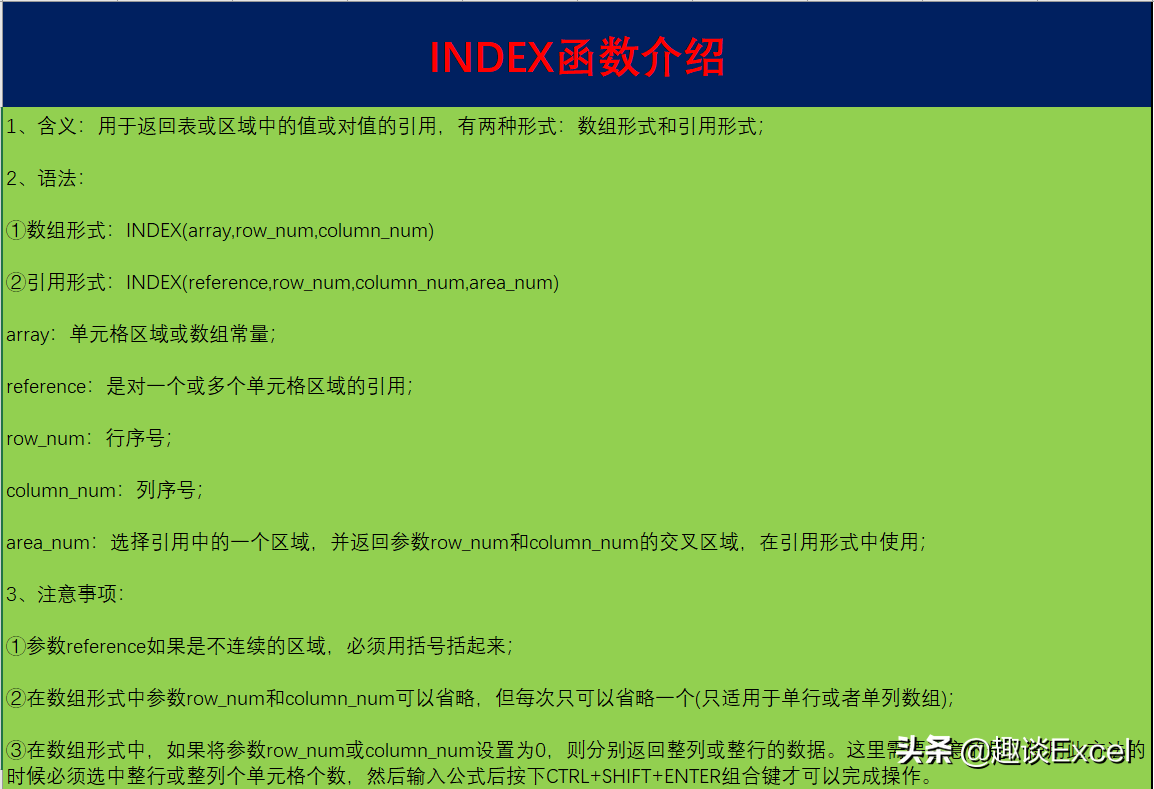 index函数的使用方法及实例（INDEX函数的基础及用法）(1)