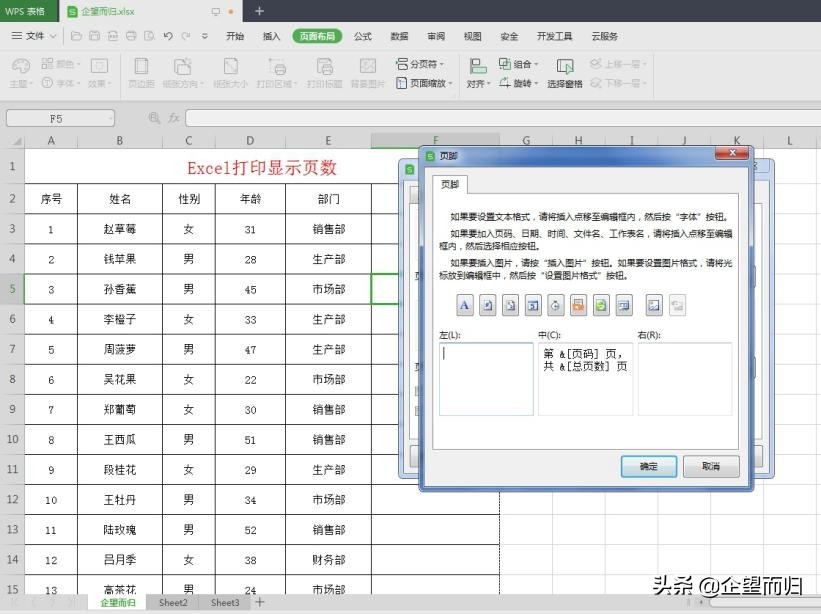 打印出来的文件怎么添加页码（Excel技巧打印表格增加页码）(5)