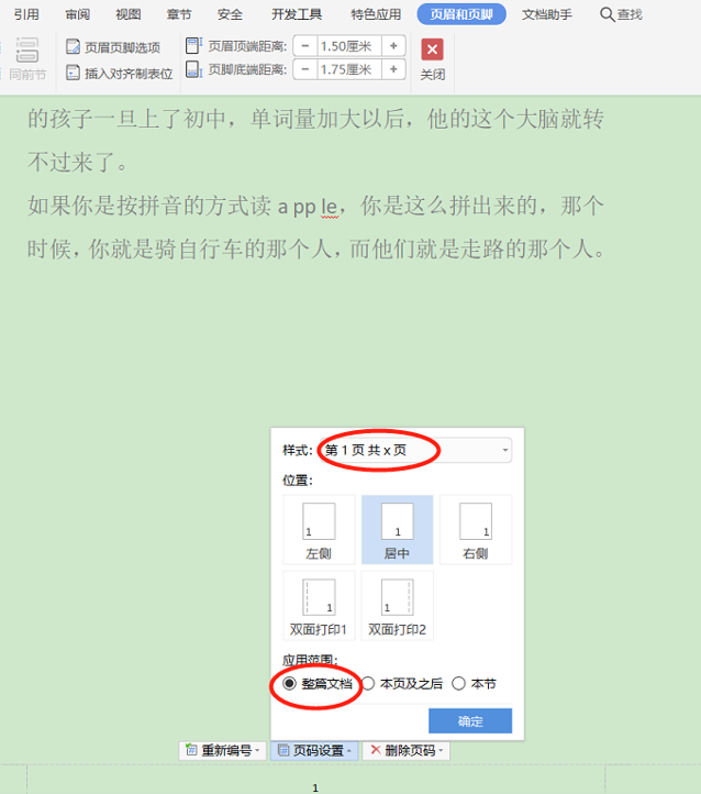 word文档怎么设置页码（word怎么从中间开始设置页码）(5)