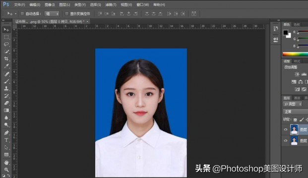 ps照片怎么换底色（ps证件照怎么一键换底色）(4)