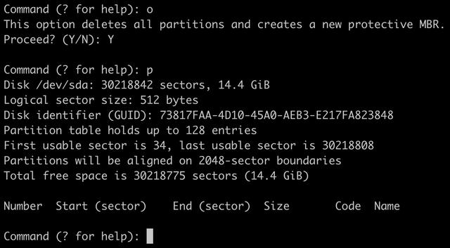 linux创建新磁盘分区步骤（U盘分区并制作文件系统）(6)