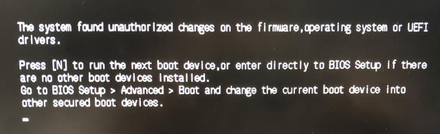 The system found unauthorized changes on the firmware operating system or uefi drivers что делать