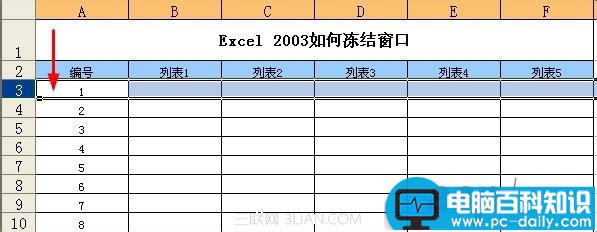 Excel,2003,如何,冻结,窗口