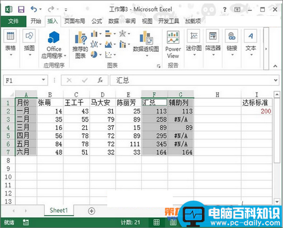 如何在Excel 2013制作达标图