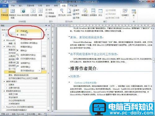 Office2010:用文档导航窗格控制结构