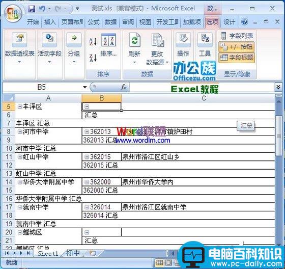 Excel2007如何插入数据透视表步骤