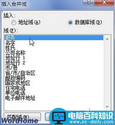 在Word2010文档中插入合并域