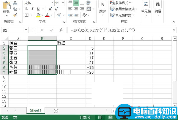 Excel如何利用函数制作带负值的数据条