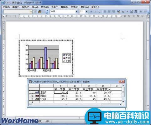 在Word2010中创建Word2003图表