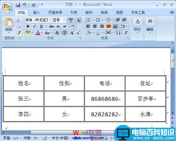 在Word2007中制作双线表格