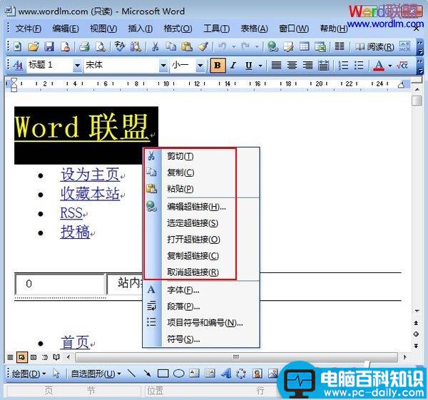 在Word2003中对禁止复制的网页进行常规操作