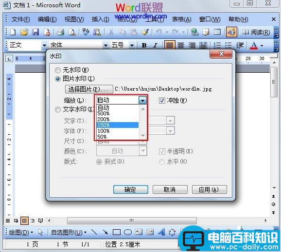 Word2003图片水印的添加方法