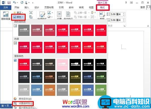 Word2013中设置单色图片背景透明