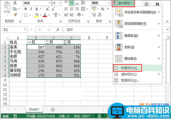 Excel2013教程 如何显示某数字范围的单元格