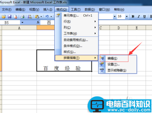 Excel 2003如何给汉字添加标注拼音
