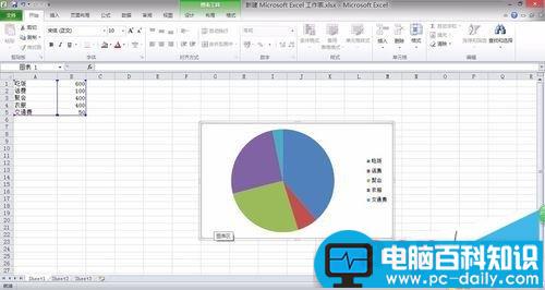 Excel中如何简单快速的插入饼图来展现当月消费?